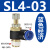 百瑞川 气动气管接头SL节流阀调速阀可调快速SL4/6/8/10/12-M5/01/02/03 10个SL4-03 
