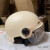 摩托车头盔碳纤维3认证电动车半盔男女通用防嗮四季透气卡其色 卡其色3C款 透明镜片