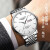 瑞士认证男士手表全自动机械表日历商务防水超薄时尚腕表 升级版钢带6618白面/真钻带证书