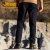 吉普（JEEP）男士长裤复合四面弹软壳裤春季季加绒防风防水户外运动休闲裤子男 品牌黑 S