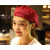 厨师帽子男鸭舌帽服务员贝雷帽女茶餐厅火锅店厨房工作帽定制 大红色贝雷帽 L58-60cm