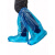 一次性鞋套长筒加厚隔离防水防油塑料靴套防滑漂流耐磨养殖用脚套 蓝色短筒橡筋款50只 均码