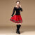 XRWBN金丝绒套装女高端春季两件套2020广场舞服装套装新款跳舞衣金丝绒 M G89黑色上衣+K87红色摆裙