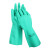 安思尔 37-176 抗溶剂丁腈胶棉植绒防化手套平直袖口 绿色 9码 12副/包 1包装