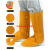 电焊工牛皮护脚套耐高温防火花烫焊工防护装备鞋罩盖阻燃隔热护腿 黄色系带短款