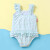 弈姿泳衣女童婴儿泳装带尿不湿连体游泳衣 EZI22G101 绿白条纹 80cm