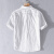 白色条纹刺绣短袖衬衫男夏季商务休闲青年五分袖衬衣宽松半袖外套 白色 XL