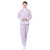 劳保佳 病号服套装 分体长袖棉质病人服 粉白条短袖+长裤（松紧带）粉白条套装 XL码