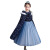 迪士尼（Disney）儿童冰雪奇缘爱莎公主裙秋冬季艾莎女王衣服卡通长裙子爱沙新款 深蓝色连衣裙（加绒 140码