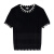唐可娜儿（DKNY）春夏女手工穿绳花边立体提花短袖针织衫 黑色 S