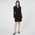 唯唯（WEWE）2023春季新款女装时尚气质性感V领收腰时装连衣裙OL通勤短裙 黑色 S(160)