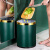 垃圾桶客厅创意厨房厕所卫生间卧室可爱大号北欧风ins轻奢圾 10L金圈-墨绿罗马柱纹
