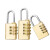 工品库 黄铜挂锁  防盗拉杆箱锁 密码挂锁 行李箱密码锁 背包锁柜门锁 4轮密码（中号2个）