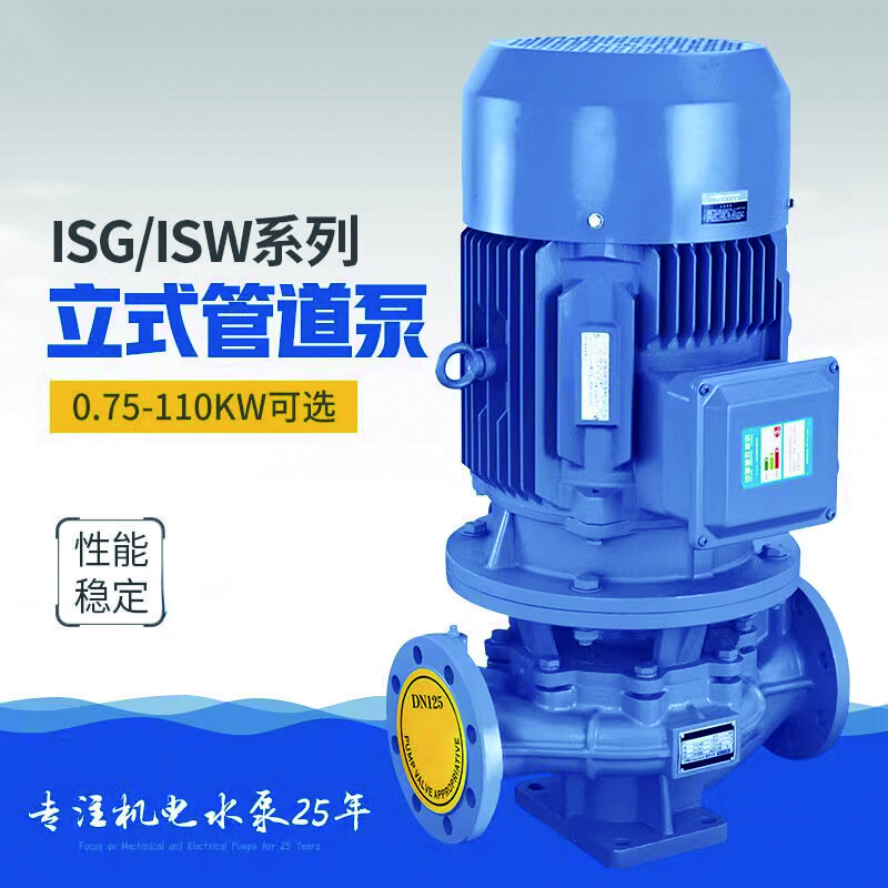 雷动 人民IRG立式管道泵三相离心泵冷却塔增压工业380V暖气循环泵铜 IRG50-160-3KW12.5吨32米 