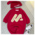 迪士尼（Disney）宝宝拜年服龙年子装24新款冬季红色加绒卫衣婴儿新年一家三口母女 红色卫衣 爬服66【6-15斤】