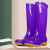 高筒加绒雨鞋雨靴防水鞋胶鞋套鞋水靴女时尚防滑中筒雨鞋 中筒紫色-鹿无绒 38