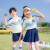 法比兔（FANBEETO）儿童夏季校服套装2024新款中小学生班服幼儿园园服韩版短袖两件套 908款套装女生 130cm