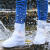 鞋套防水防滑雨天硅胶雨靴套防雨户外鞋套男女加厚耐磨底雨天脚套 中筒蓝色[加厚耐磨] S[34-35]