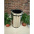 PULIJIE 不锈钢垃圾桶翻盖直投商用公共圆桶收纳桶 翻盖垃圾桶(25x30) 无内胆