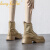 朗布雷（LANGBULEI）品牌马丁靴女新款粗跟圆头百搭时尚短靴女靴 卡其色(礼盒装) 35(礼盒装)