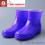 XMSJ3541码牛筋底高筒雨鞋女加绒保暖防滑水鞋胶鞋中筒雨天防水雨靴 高短筒紫色+无绒 35