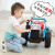 新款电动拖拉机儿童可坐人小男孩宝宝手扶双人遥控玩具车四轮汽车 旗舰蓝色+皮座+双驱12V大锂电+ 双驱动