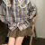思美境品牌衬衫娃娃领衬2024韩版宽松学院风蕾丝花边复格子长袖 格子衬衫 s建议7095斤