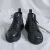 贝纤朵大码马丁靴45秋冬季新款青年时尚靴发型师男皮靴子- 黑色 38