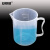 安赛瑞 塑料量杯（2个装）塑料刻度烧杯透明液体量杯 实验室大容量塑料烧杯带把手500ml 600022
