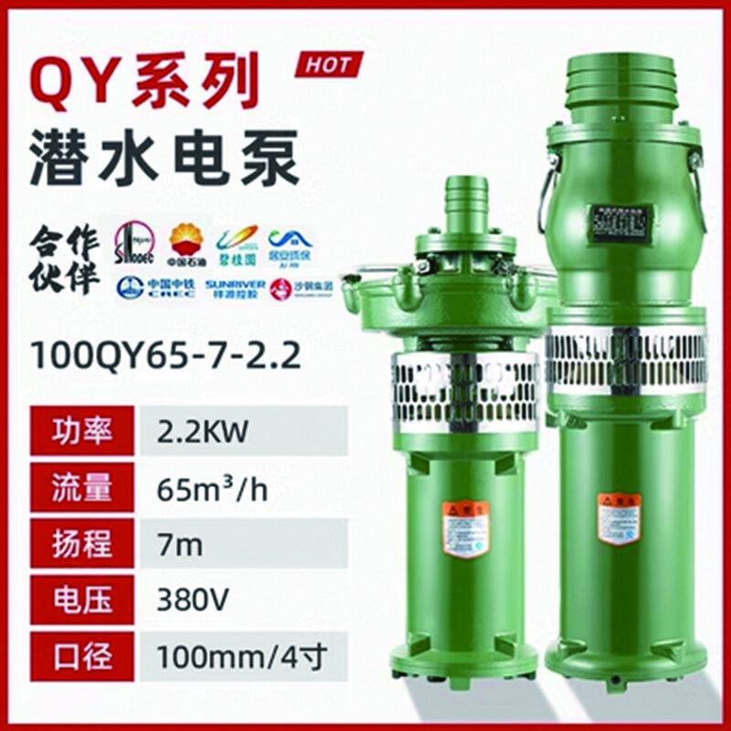 雷动 人民国标QY油浸式潜水泵三相380v大流量抽水泵灌溉油浸泵 100QY65-7-2.2 
