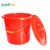 久洁Jojell塑料桶红色手提洗车水桶加厚带盖通用提桶储水清洁大桶约16升带盖