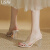 USW凉鞋女2024夏季新款法式水钻水晶跟外穿凉拖女一字带粗跟拖鞋女 白色高跟9cm 36