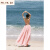FR.YH.ZH法式三亚甜美拍照海边度假女巴厘岛小众设计感长裙连衣裙沙滩裙子 浅桃粉 S