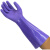 加厚耐用型胶皮一体绒手套洗碗清洁洗衣服防水加棉防寒加长冬 皮绒一体紫色45cm-2双装 L