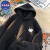 NASA ABOUT2024新款日系复古潮牌重磅纯棉连帽卫衣男装春秋加绒帅气宽松百搭 黑色常规款 S【建议65-85】