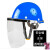 气割工业头带安全帽可上翻头盔式防溅保护罩护具电焊防护面罩防烫 D42-安全帽(蓝色)+支架+透明屏