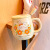 宅米兔马克杯带盖勺女生可爱陶瓷杯子儿童高颜值水杯宿舍用咖啡早餐杯男 奶黄郁金香兔（杯子+盖子+专属勺 301-400豪呏