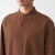 无印良品（MUJI）男式 法兰绒立领衬衫 长袖休闲百搭衬衣男士外套纯棉全棉ACA75C1A 砖红色 XL （180/104A）