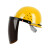 鑫洛芙定制适用烧电焊防护罩脸部头戴式安全帽面罩焊工面屏焊帽子全脸打 透明面屏+支架+黄色安全帽