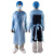 现货一次性CPE袍防护塑料围裙反穿拇指扣美发油防水工作服 45克(PP+PE覆膜)橡筋袖口 蓝色