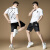 QXNX2024新款夏季短袖T恤短裤休闲运动套装男潮牌一套穿搭男装 白色 2XL (160-180)斤