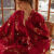 浪莎（LangSha）晨袍女新娘伴娘结婚新中式红色仙鹤高级感长款烫金睡衣浴袍睡袍夏 酒红-吊带 2XL [建议130-140斤]