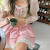 咕米可小众设计女装套装甜酷女孩穿搭高级感法式复古短款长袖雪纺衫A字 粉色短裙单件 S