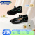 江博士（DR·KONG）秋季儿童礼仪鞋魔术贴公主鞋 女童表演英伦风黑皮鞋 黑色 28码 适合脚长约17.5-18.1cm