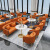 【链工】沙发网红咖啡厅双人卡座酒店大堂售楼处洽谈沙发桌椅组合 80圆桌+4张单人沙发椅 其他