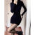 HUFCORD连衣裙2024春秋新款女装气质女神范加厚加绒显瘦辣妹紧身包臀短裙 黑色（常规） XL （115-125）