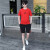 官方初中学生薄款透气速干短袖套装青少年男孩大童球服夏季跑步运动 红色套装K17 M(建议70-90斤)