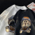 NASA ABOUT小众独特机器猫卡通短袖t恤男夏季纹理感宽松大码情侣圆领半袖男 黑色 M 95-115斤可穿