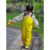 幼儿园男女儿童套装雨衣背带雨裤连体安吉游戏服两用款防水全身 901粉色(背带裤+上衣+雨鞋) XL