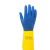 安思尔Ansell 224X氯丁橡胶防化加长手套 内衬植绒耐酸碱化学溶剂餐饮石油化工手套 (1副) 蓝黄色 8码